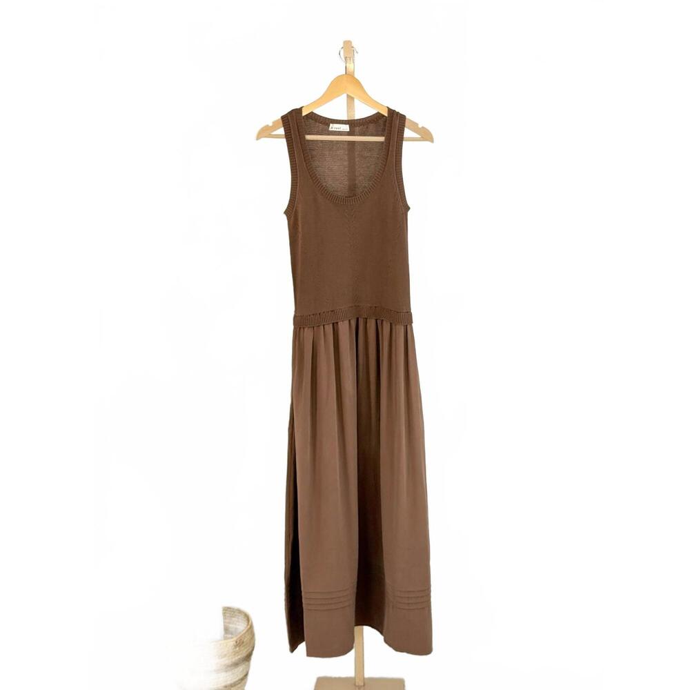 NEW BE COOL women's graceful flow knit midi dress in brown